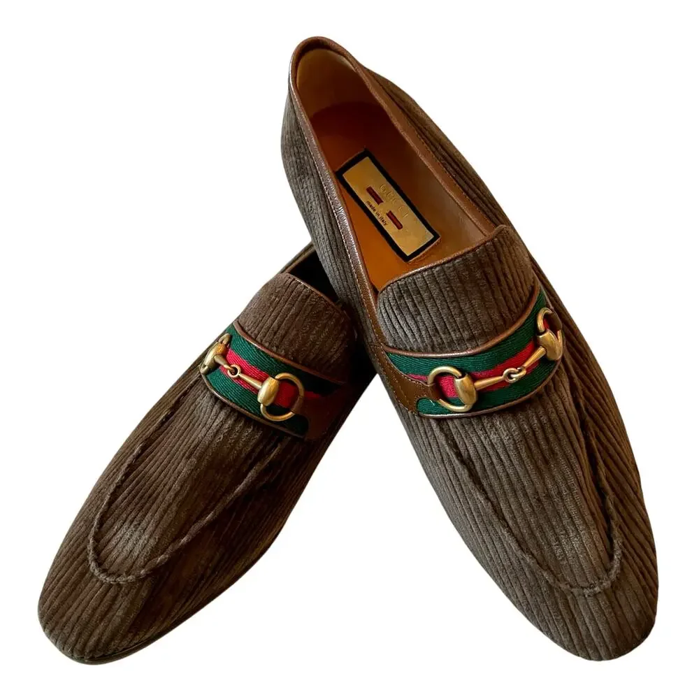 GUCCI 75974 Horsebit Corduroy Moccasin Loafer Men Shoe Size 11 | US 11.5 NEW
